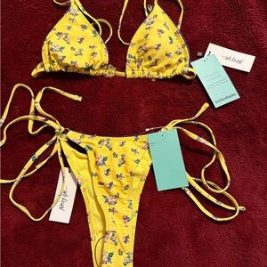 NASTY GAL Yellow Floral Bikini Set